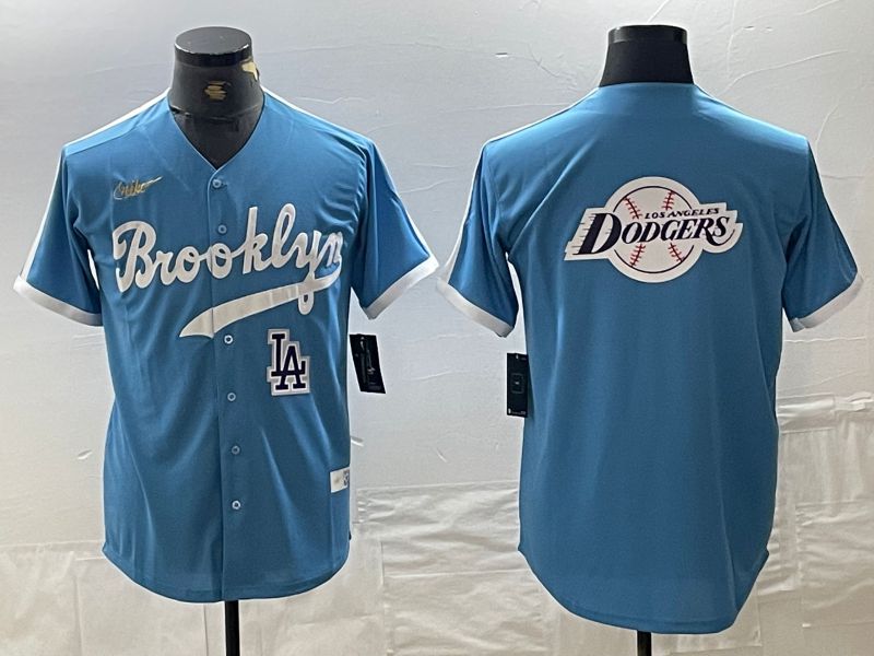 Men Los Angeles Dodgers Blank Light blue Throwback 2024 Nike MLB Jersey style 7